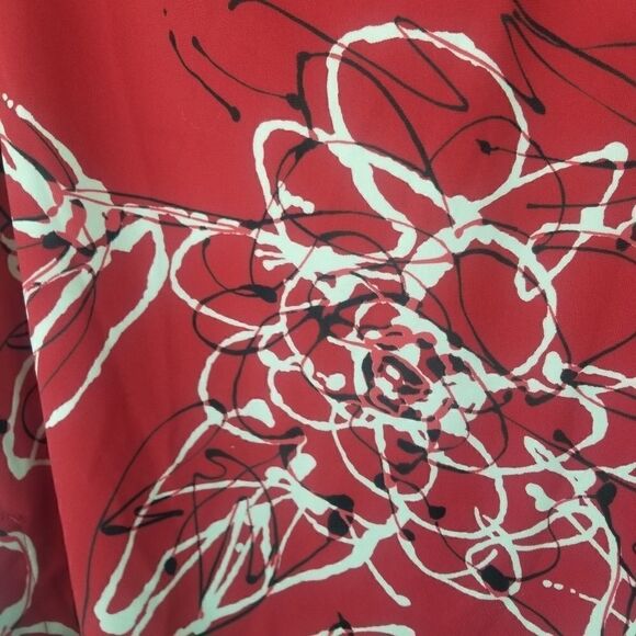 Red Black White VINTAGE STUDIO Skirt. Size M. 100% polyester. - Picture 2 of 12